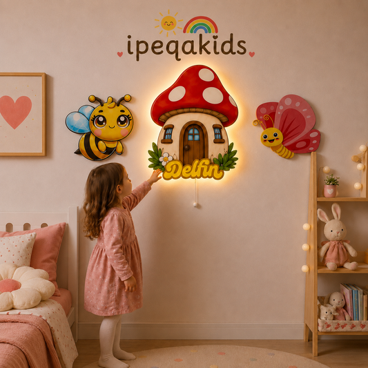 Kişiye Özel İsimli Arı 3’lü LED Ahşap Gece Lambası