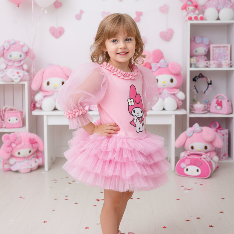 My Melody Baskılı Kız Çocuk Elbisesi