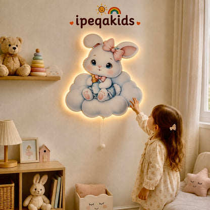 Tavşan Pilli LED Işıklı Ahşap Duvar Dekoru - Görsel 4