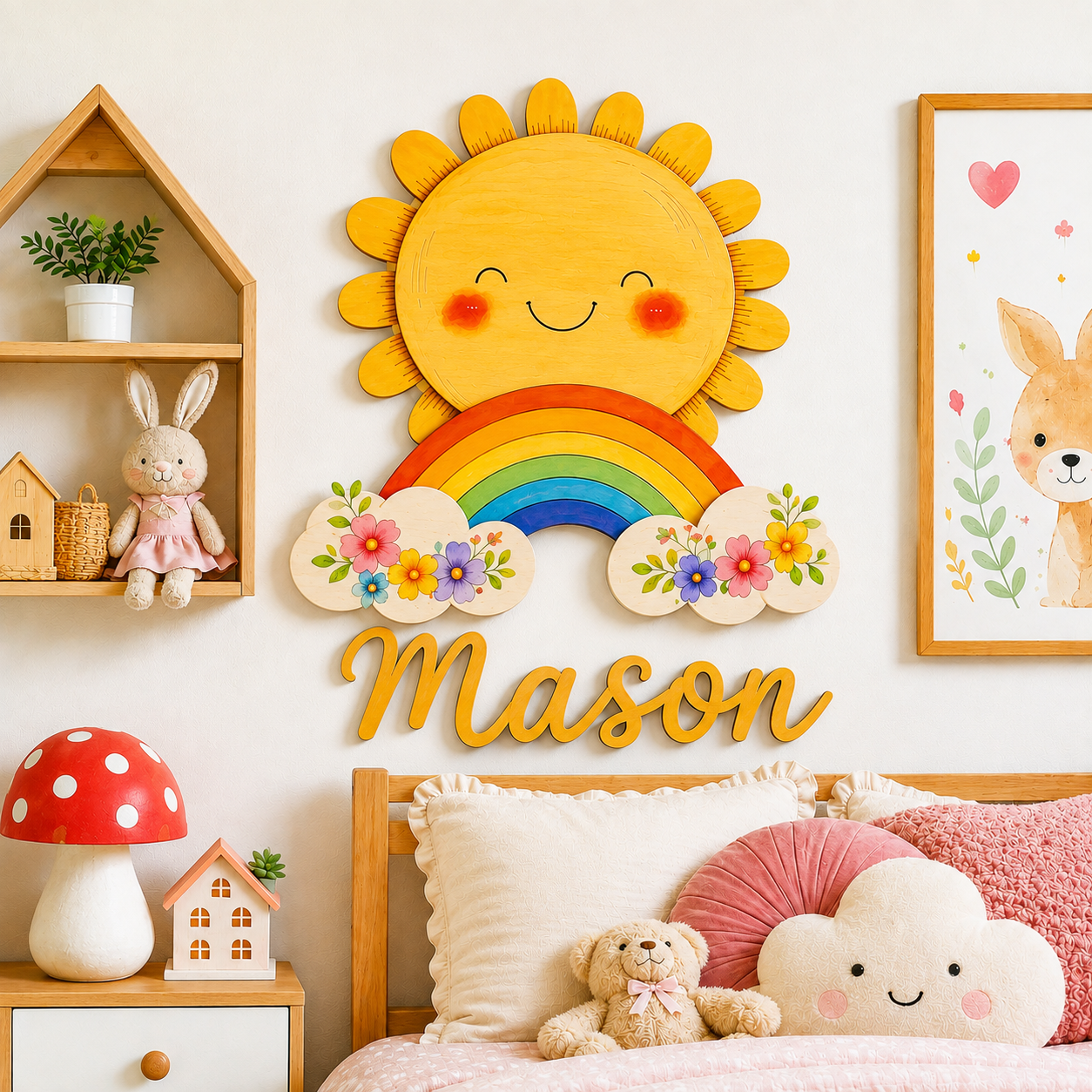 Kişiye Özel İsimli Güneş LED Ahşap Gece Lambası