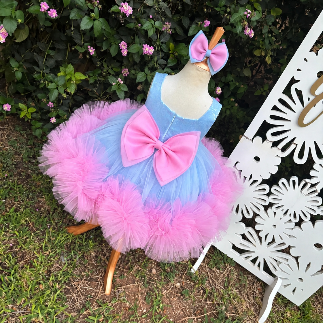 Cinnamoroll Kız Çocuk Abiye Kolsuz — arkadan görünüm