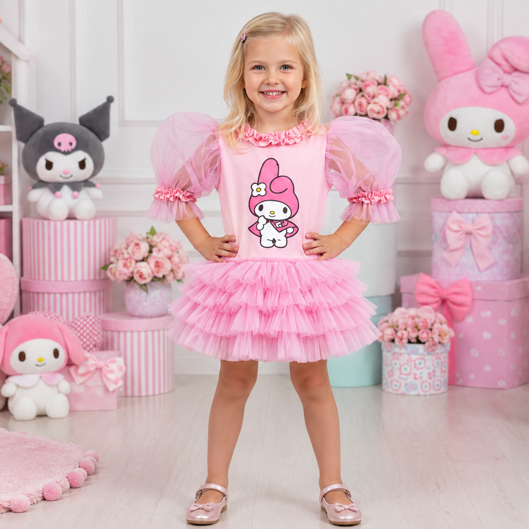 My Melody Baskılı Kız Çocuk Elbisesi