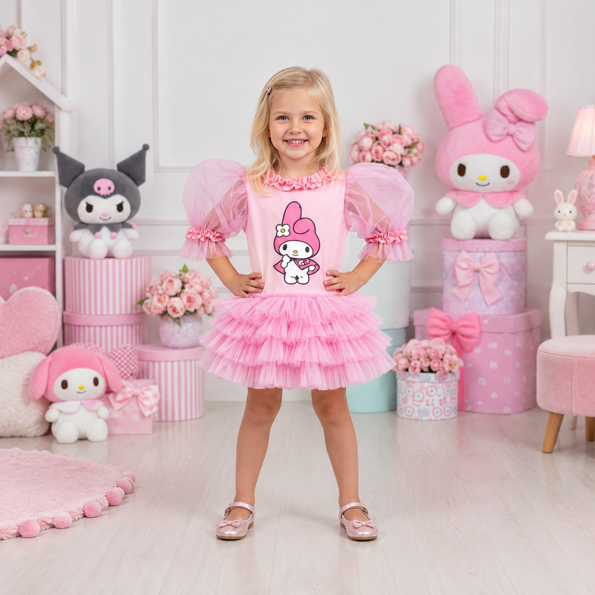 My Melody Baskılı Kız Çocuk Elbisesi