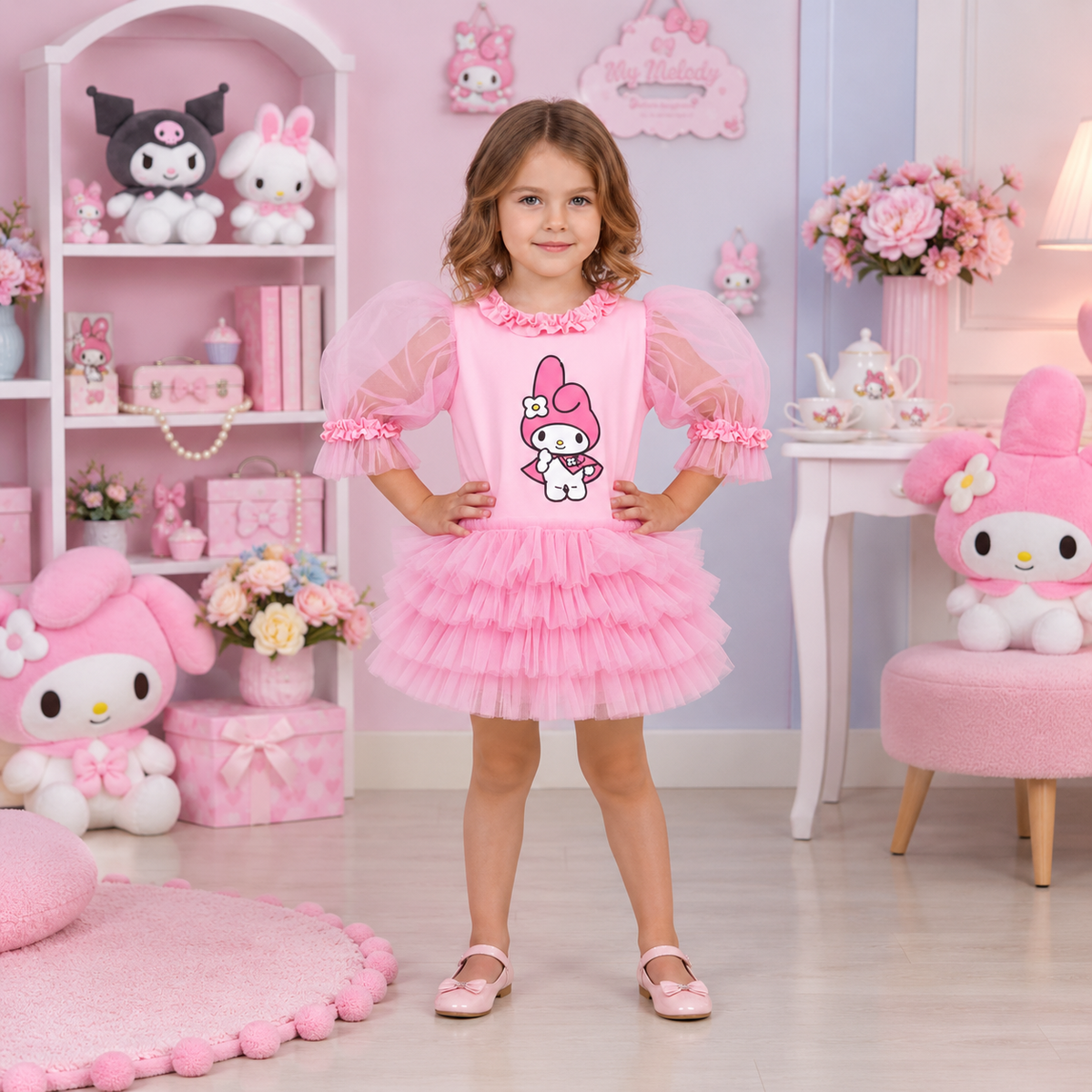 My Melody Baskılı Kız Çocuk Elbisesi