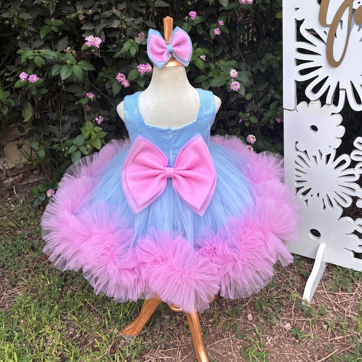 Stitch Kız Çocuk Abiye Kolsuz — arkadan görünüm