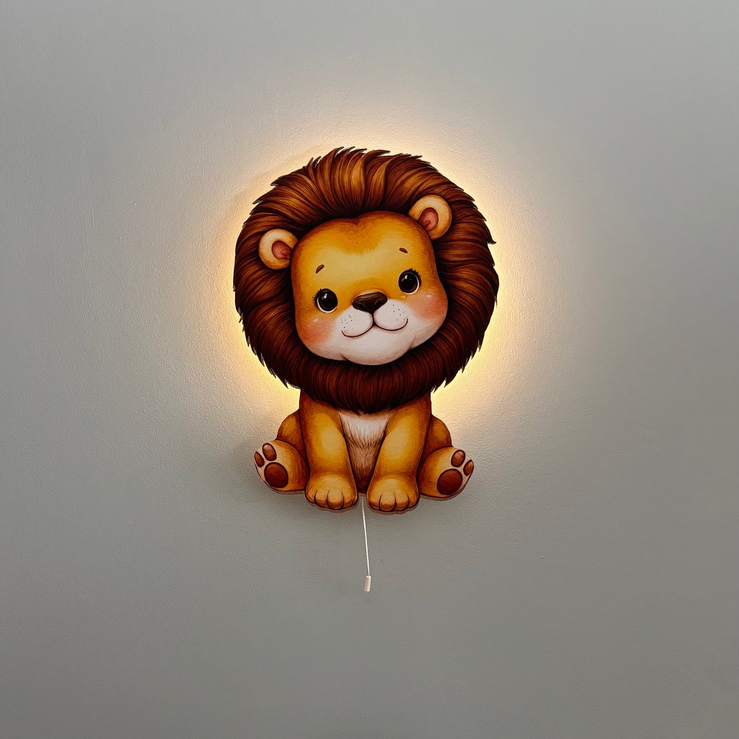 Aslan Led Işıklı Bebek Odası Ahşap Duvar Dekoru - Gece Lambası