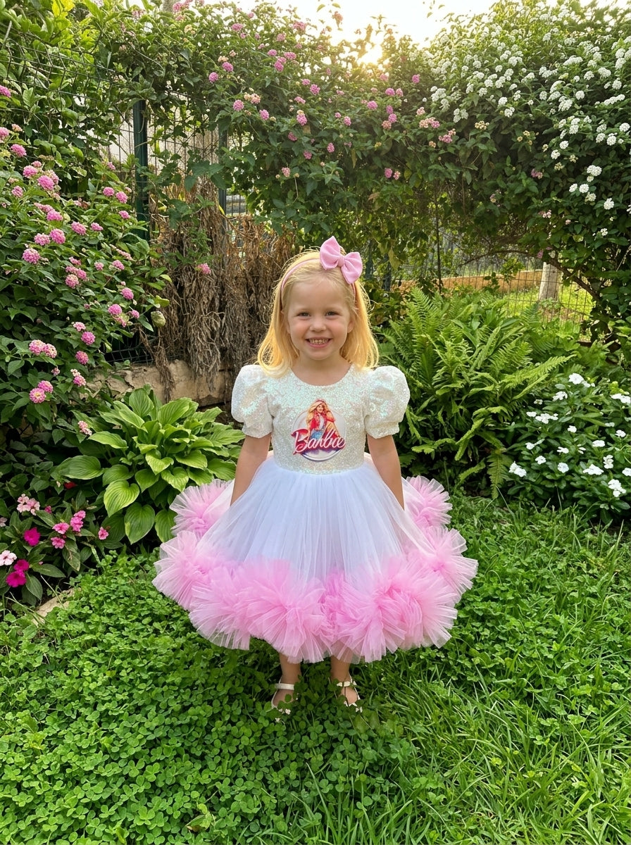 Barbie Kız Çocuk Abiye - Bebek Doğum Günü Elbisesi - ipeqakids