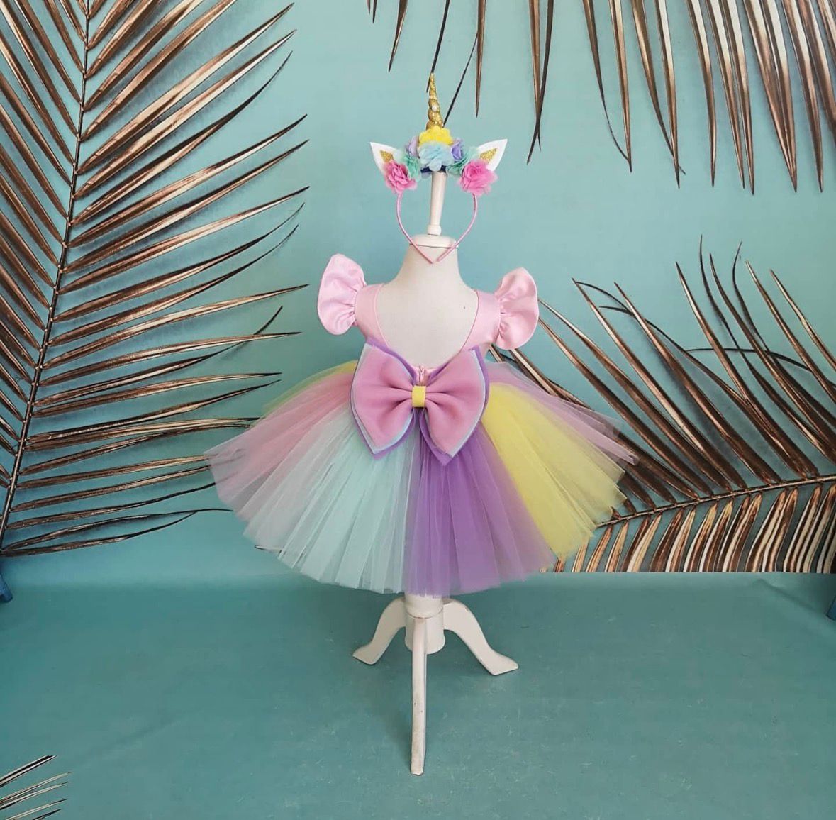 Unicorn Elbise - Kız Çocuk Abiye - Bebek Doğum Günü Elbisesi - ipeqakids