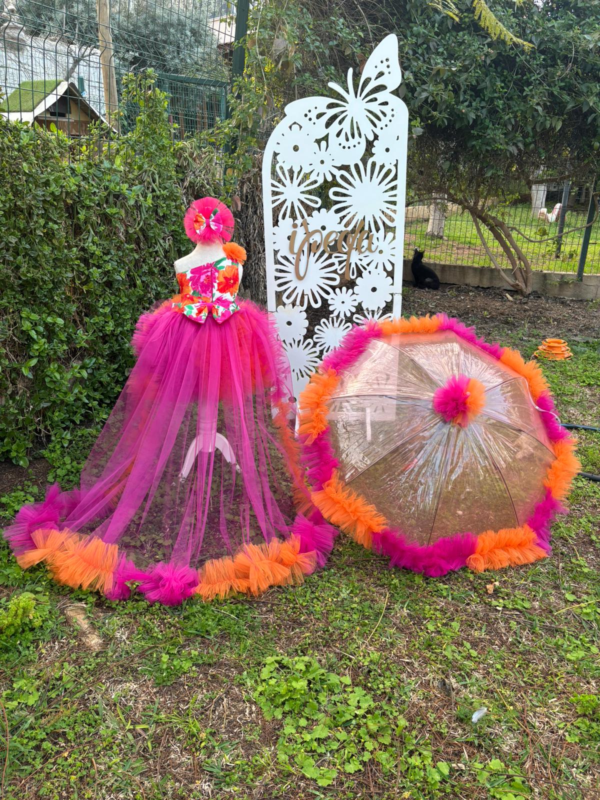 Kabarık Tütülü Kız Çocuk Abiye - Şemsiye Extra ücretlendirilir- ipeqakids