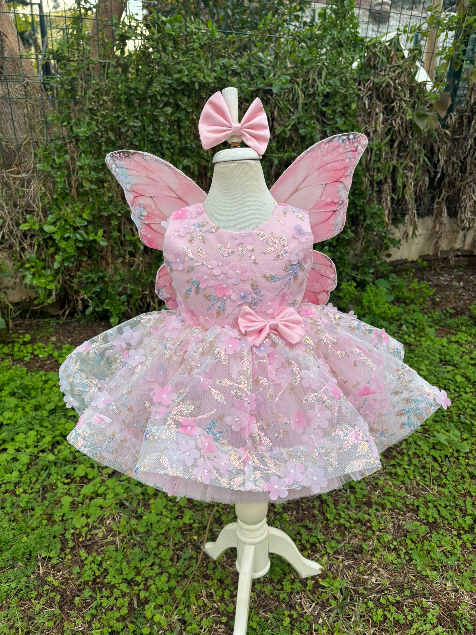 Kelebek Kanatlı Kız Çocuk Abiye - Bebek Parti Kostümü - ipeqakids