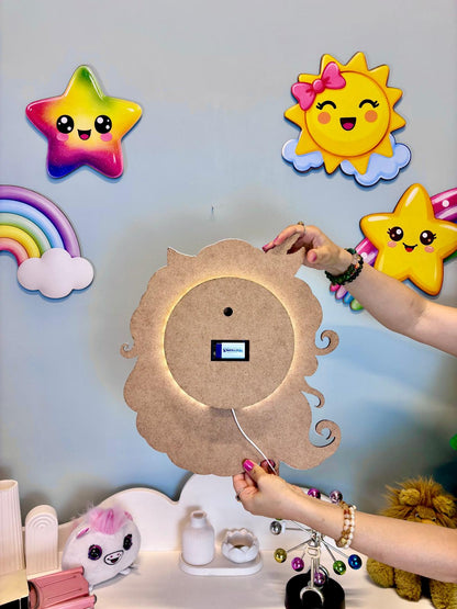 Kişiye Özel İsimli Unicorn 5 Parça Set - Led Işıklı Bebek Odası Ahşap Duvar Dekoru-İsim için Whatsapptan mesaj Atınız- - Gece Lambası