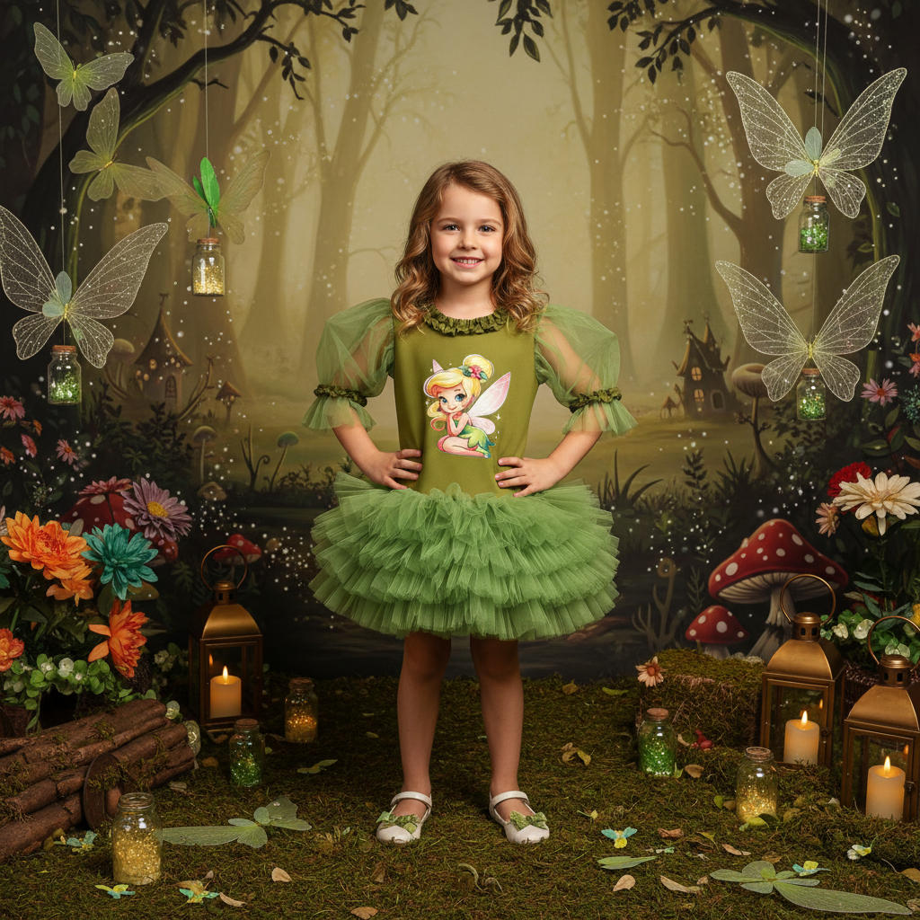 Tinkerbell Baskılı Kız Çocuk Elbisesi - ipeqakids
