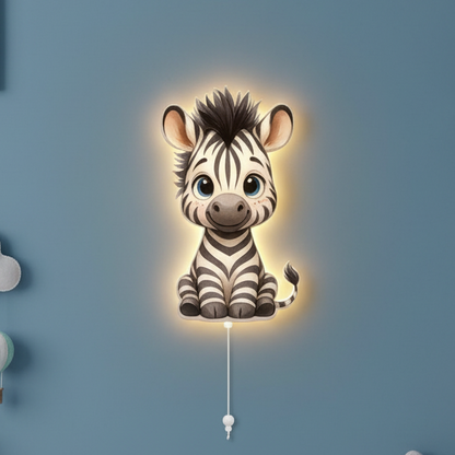 Zebra Led Işıklı Bebek Odası Ahşap Duvar Dekoru - Gece Lambası