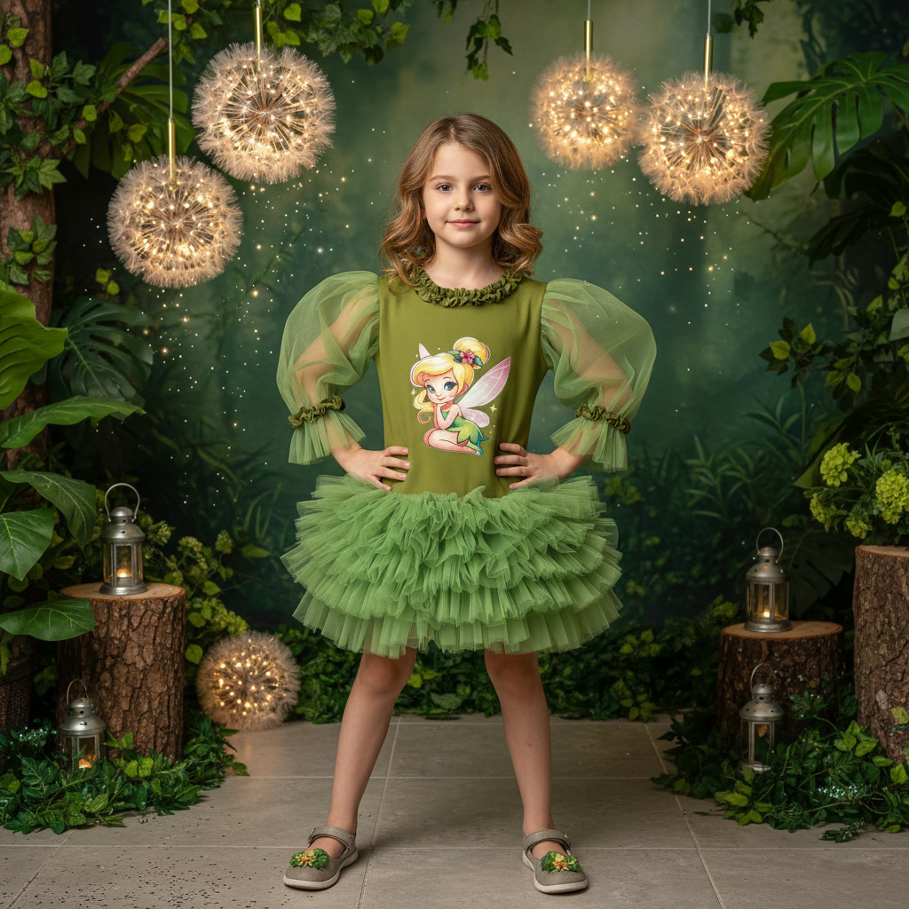 Tinkerbell Baskılı Kız Çocuk Elbisesi - ipeqakids