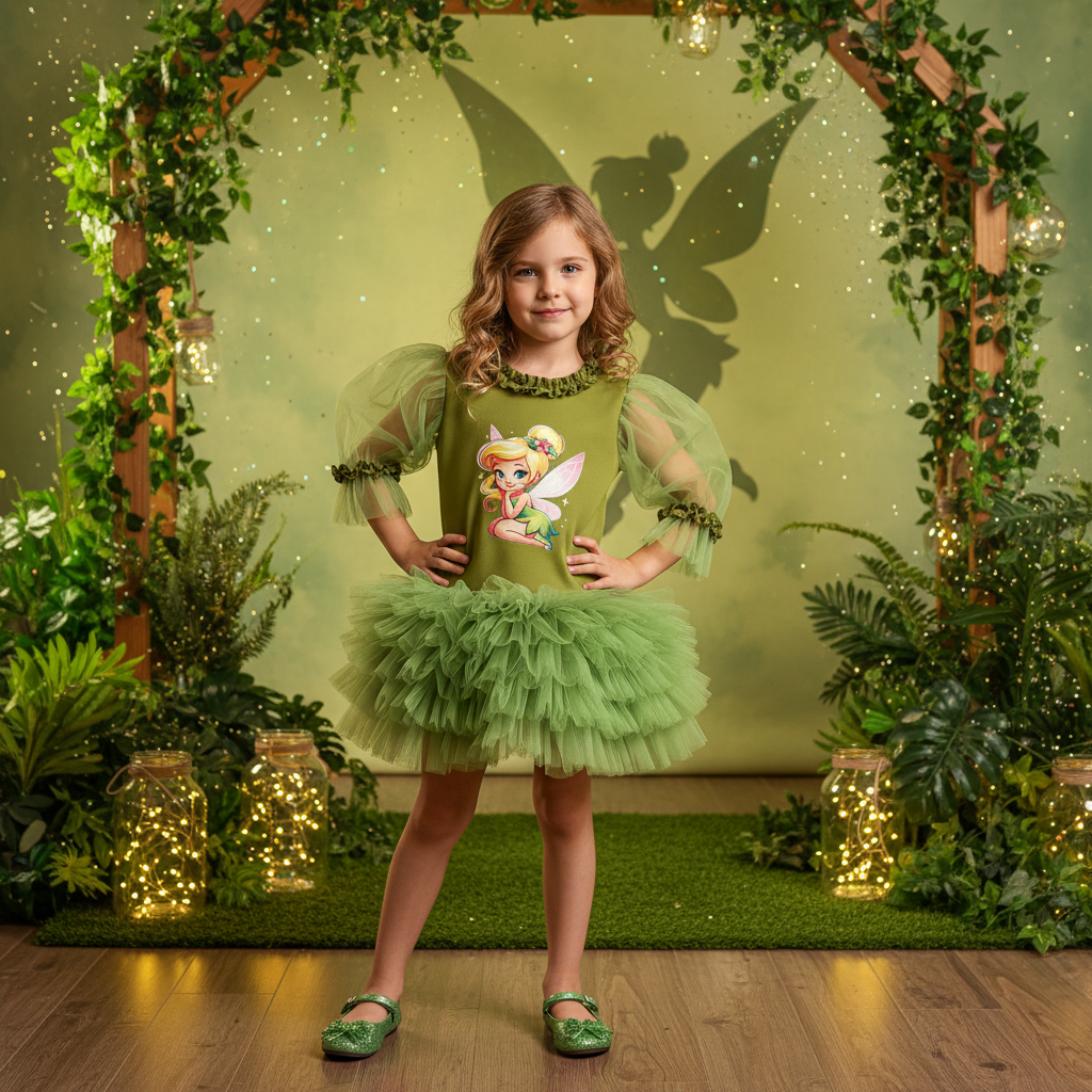 Tinkerbell Baskılı Kız Çocuk Elbisesi - ipeqakids