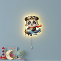 Uçan Panda Led Işıklı Bebek Odası Ahşap Duvar Dekoru - Gece Lambası