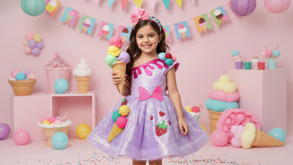 Dondurma Temalı Kız Çocuk Abiye - Bebek Parti Kostümü - ipeqakids