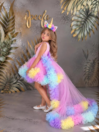 Unicorn Konsept Kız Çocuk Elbisesi. Taç Dahil