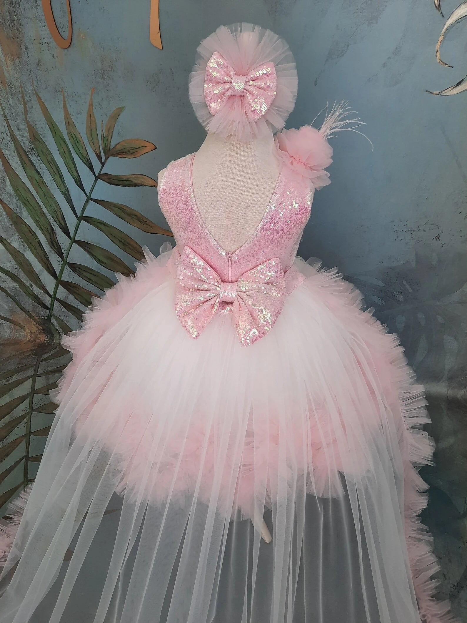 Pudra Beyaz Kız Çocuk Abiye - ipeqakids – kız çocuk elbisesi