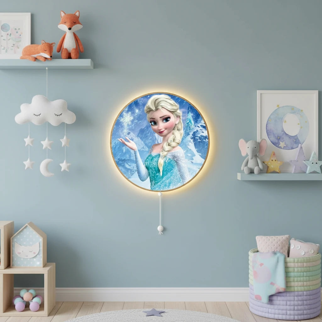 Elsa Pilli Led Işıklı Bebek Odası Ahşap Duvar Dekoru - Gece Lambası – kız çocuk elbisesi