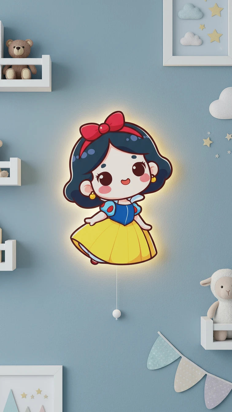 Pamuk Prenses Pilli Led Işıklı Bebek Odası Ahşap Duvar Dekoru - Gece Lambası – kız çocuk elbisesi