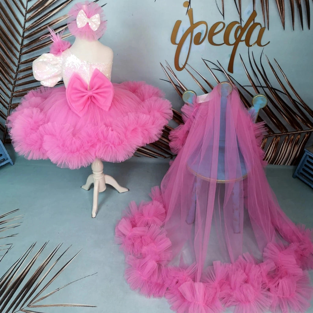 Şeker Pembe Kız Çocuk Elbisesi - Bebek Doğum Günü Abiye - İpeqakids – kız çocuk elbisesi