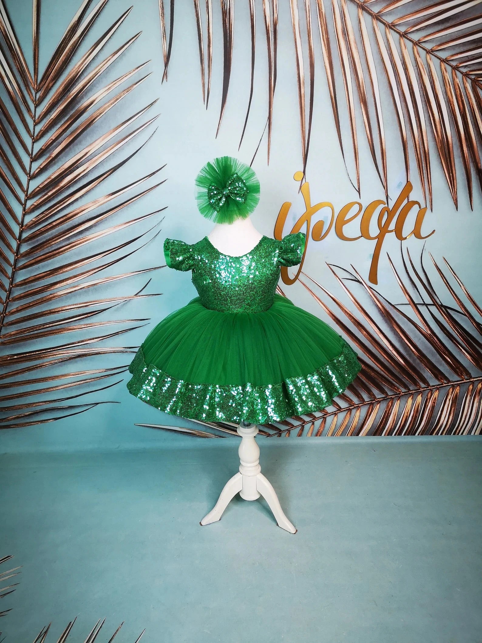 Zümrüt Yeşili Çocuk Elbisesi - Bebek Doğum Günü Abiye - ipeqakids – kız çocuk elbisesi