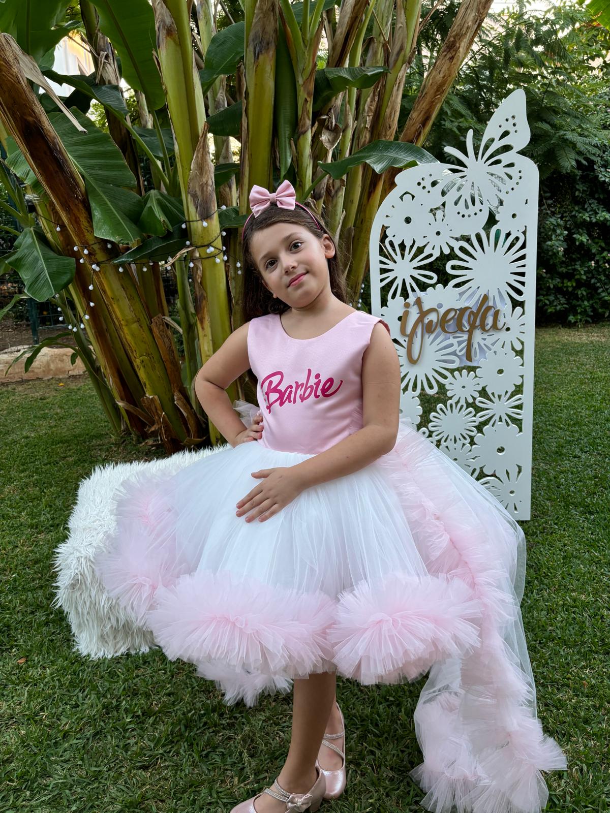 Barbie Temalı Kız Çocuk Abiye - Bebek Doğum Günü Elbisesi - ipeqakids – kız çocuk elbisesi