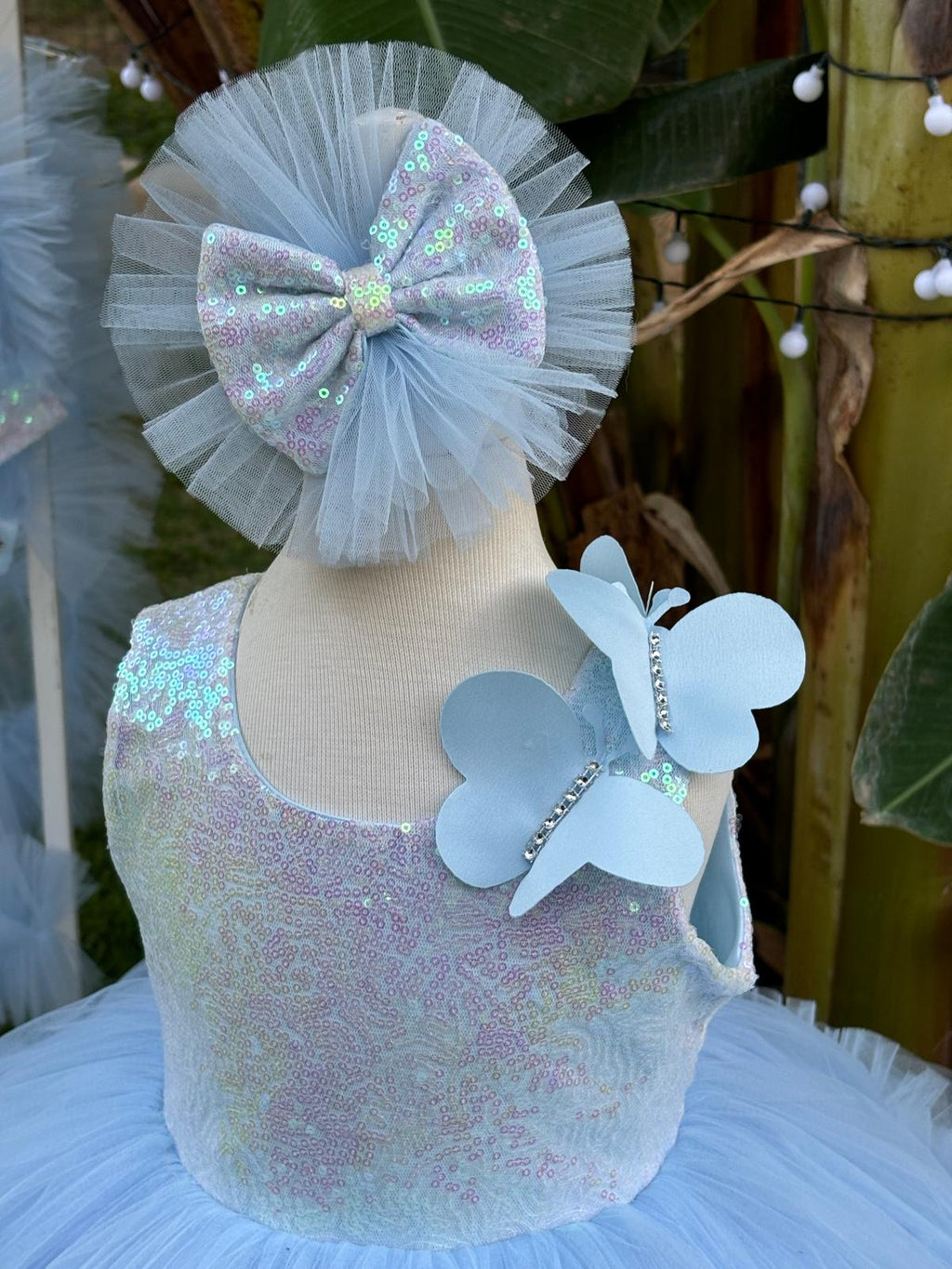 Bebe Mavi Kelebekli Kız Çocuk Abiye - Bebek Doğum Günü Elbisesi - ipeqakids – kız çocuk elbisesi