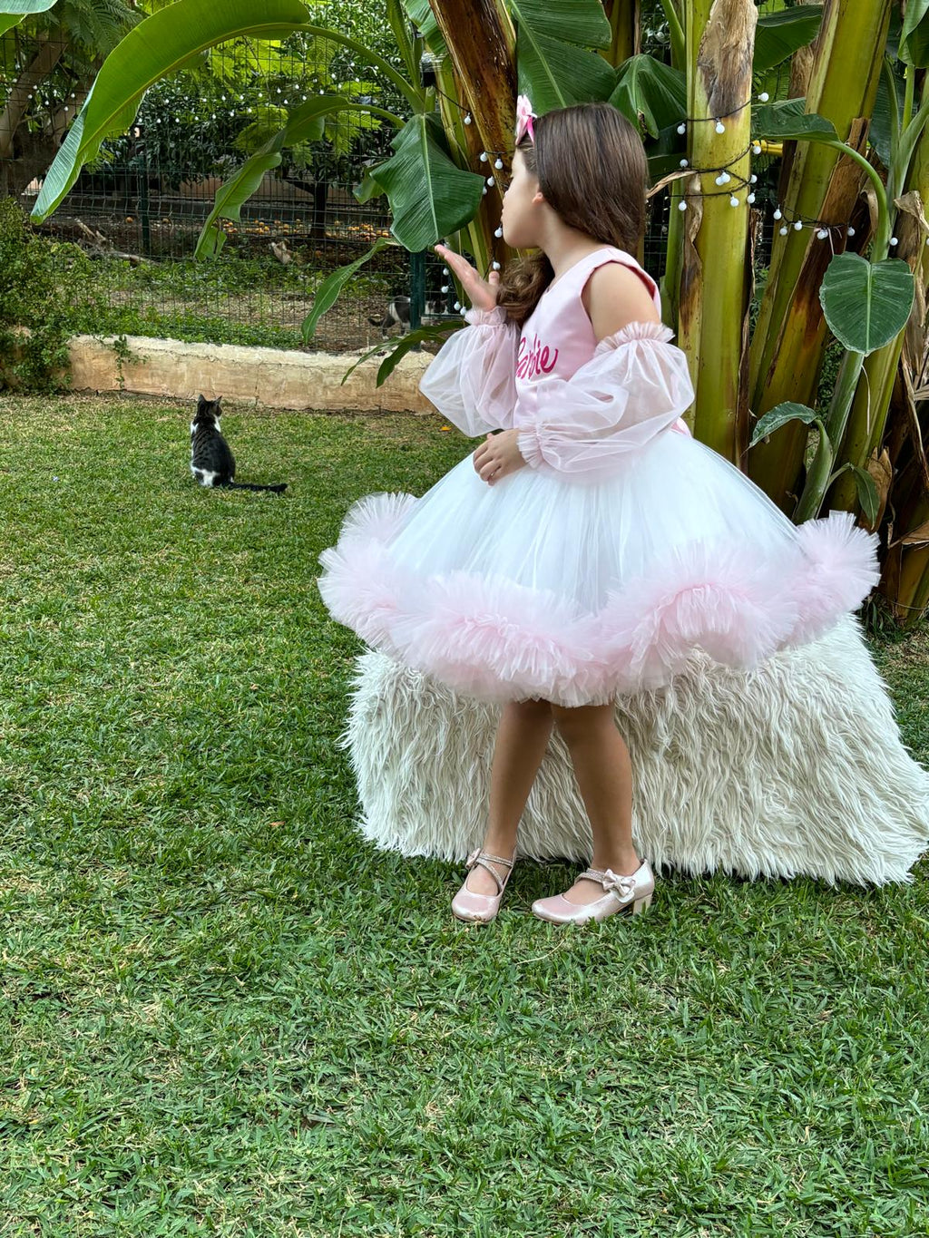 Barbie Temalı Kız Çocuk Abiye - Bebek Doğum Günü Elbisesi - ipeqakids – kız çocuk elbisesi