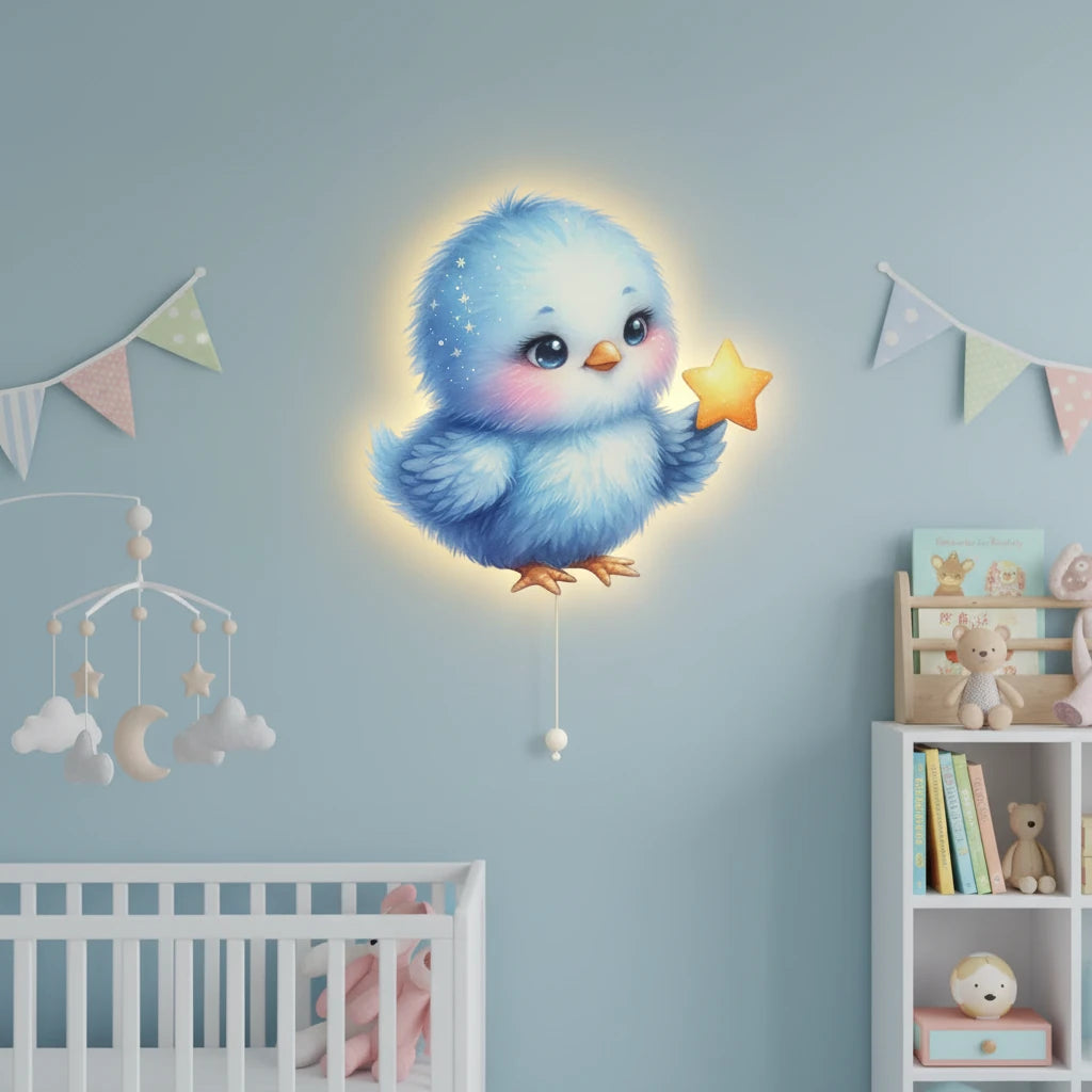 Kuş Pilli Led Işıklı Bebek Odası Ahşap Duvar Dekoru - Gece Lambası – kız çocuk elbisesi