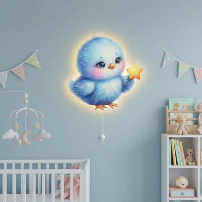 Kuş Pilli Led Işıklı Bebek Odası Ahşap Duvar Dekoru - Gece Lambası – kız çocuk elbisesi
