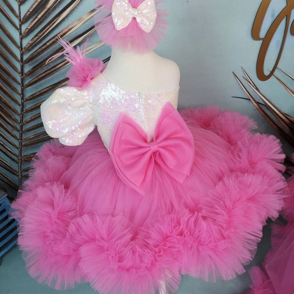 Şeker Pembe Kız Çocuk Elbisesi - Bebek Doğum Günü Abiye - İpeqakids – kız çocuk elbisesi