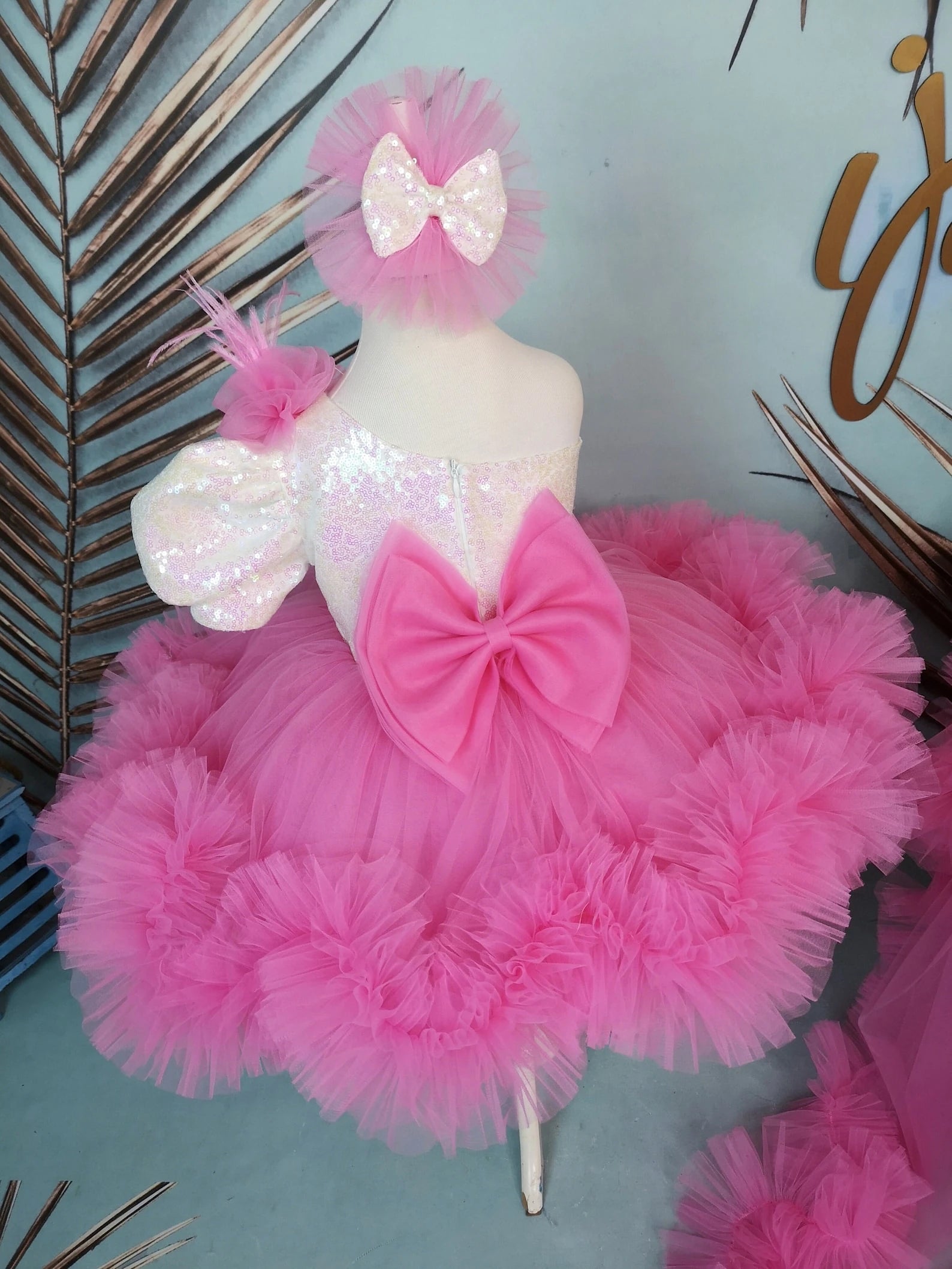 Şeker Pembe Kız Çocuk Elbisesi - Bebek Doğum Günü Abiye - İpeqakids – kız çocuk elbisesi