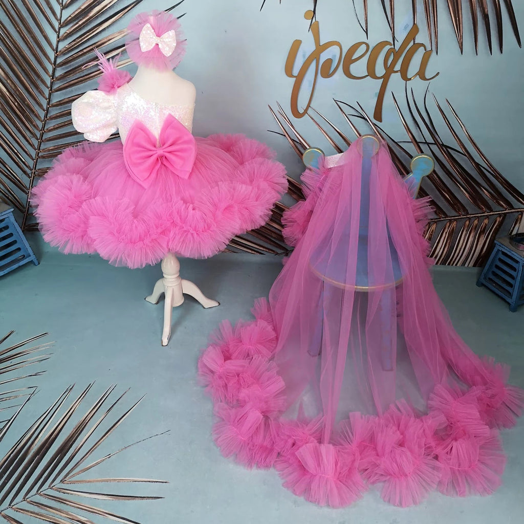 Şeker Pembe Kız Çocuk Elbisesi - Bebek Doğum Günü Abiye - İpeqakids – kız çocuk elbisesi
