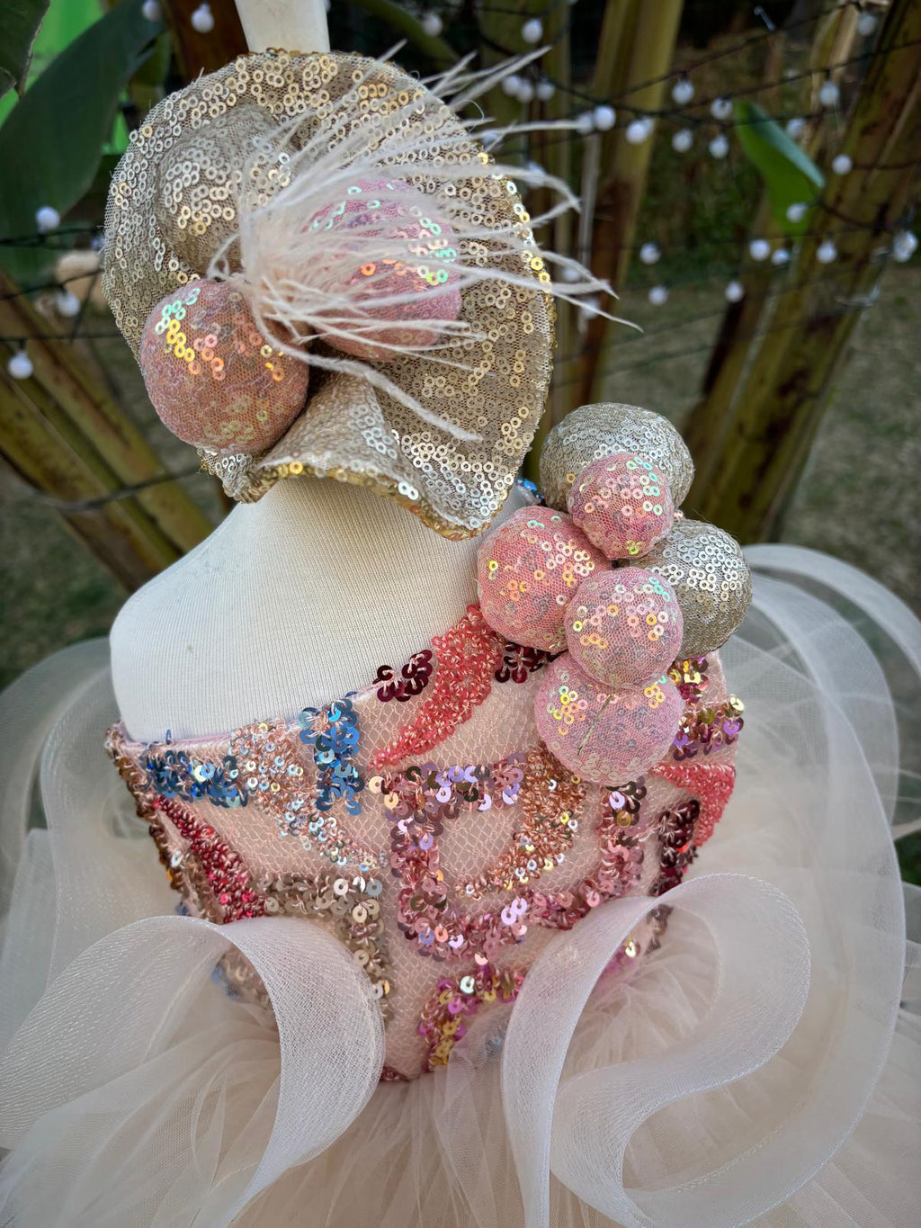 Somon Ponponlu Kız Çocuk Abiye - Bebek Parti Kostümü - ipeqakids – kız çocuk elbisesi