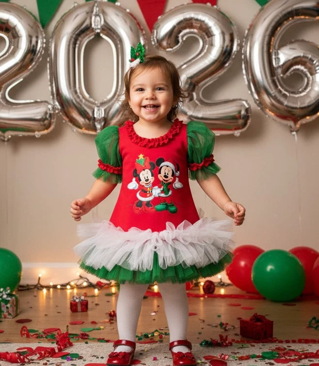 Yılbaşı Temalı Mİnnie Mouse Kız Çocuk Elbisesi - ipeqakids – kız çocuk elbisesi