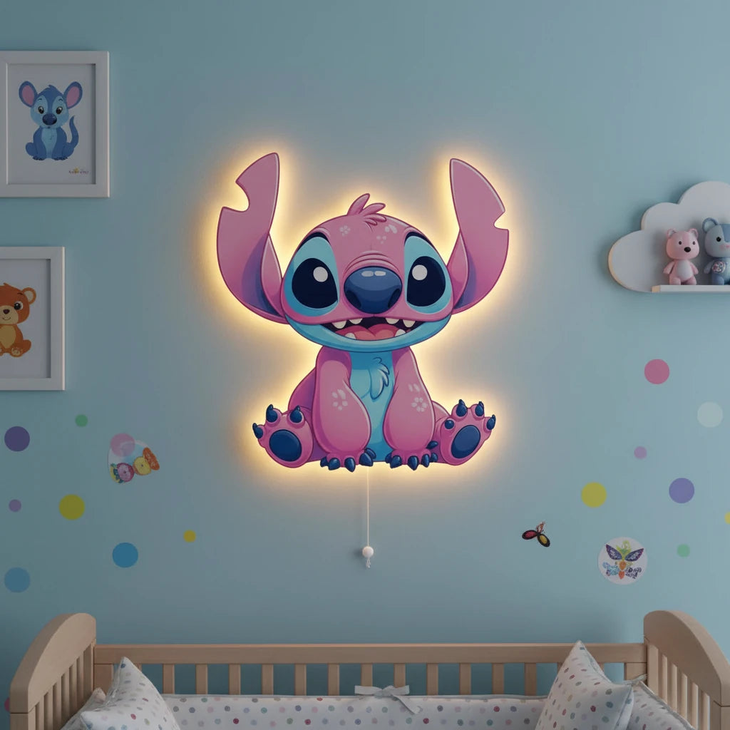 Lilo Led Işıklı Bebek Odası Ahşap Duvar Dekoru - Gece Lambası – kız çocuk elbisesi
