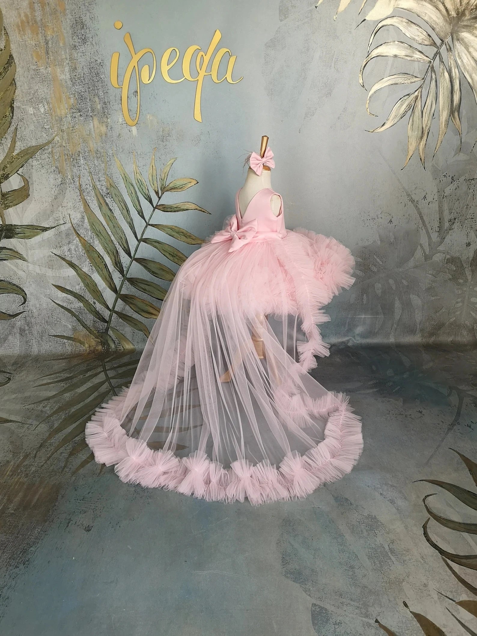 Pudra Pembe Kız Çocuk Abiye - ipeqakids – kız çocuk elbisesi