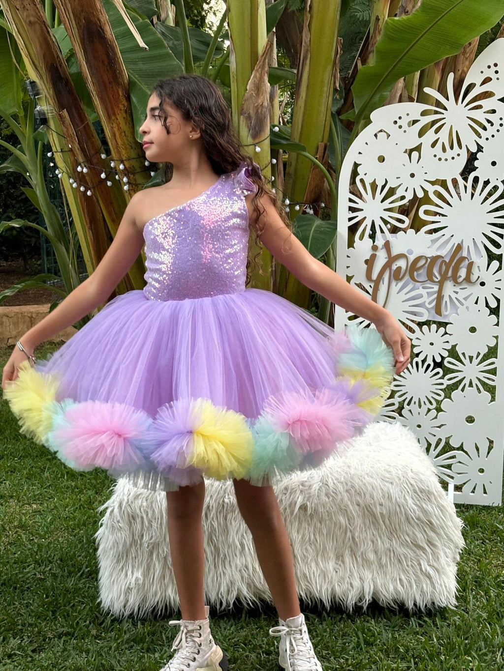 Renkli Unicorn Kız Çocuk Abiye - Bebek Doğum Günü Elbisesi - ipeqakids – kız çocuk elbisesi