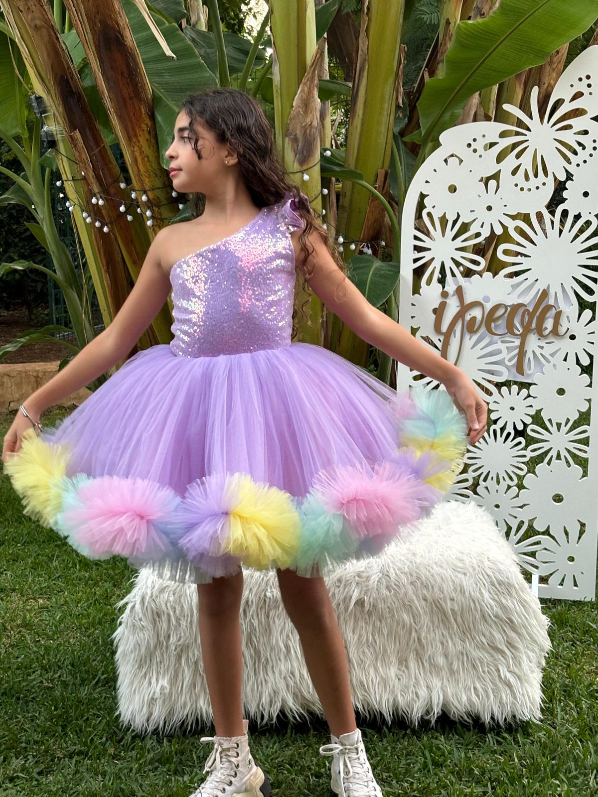 Renkli Unicorn Kız Çocuk Abiye - Bebek Doğum Günü Elbisesi - ipeqakids – kız çocuk elbisesi