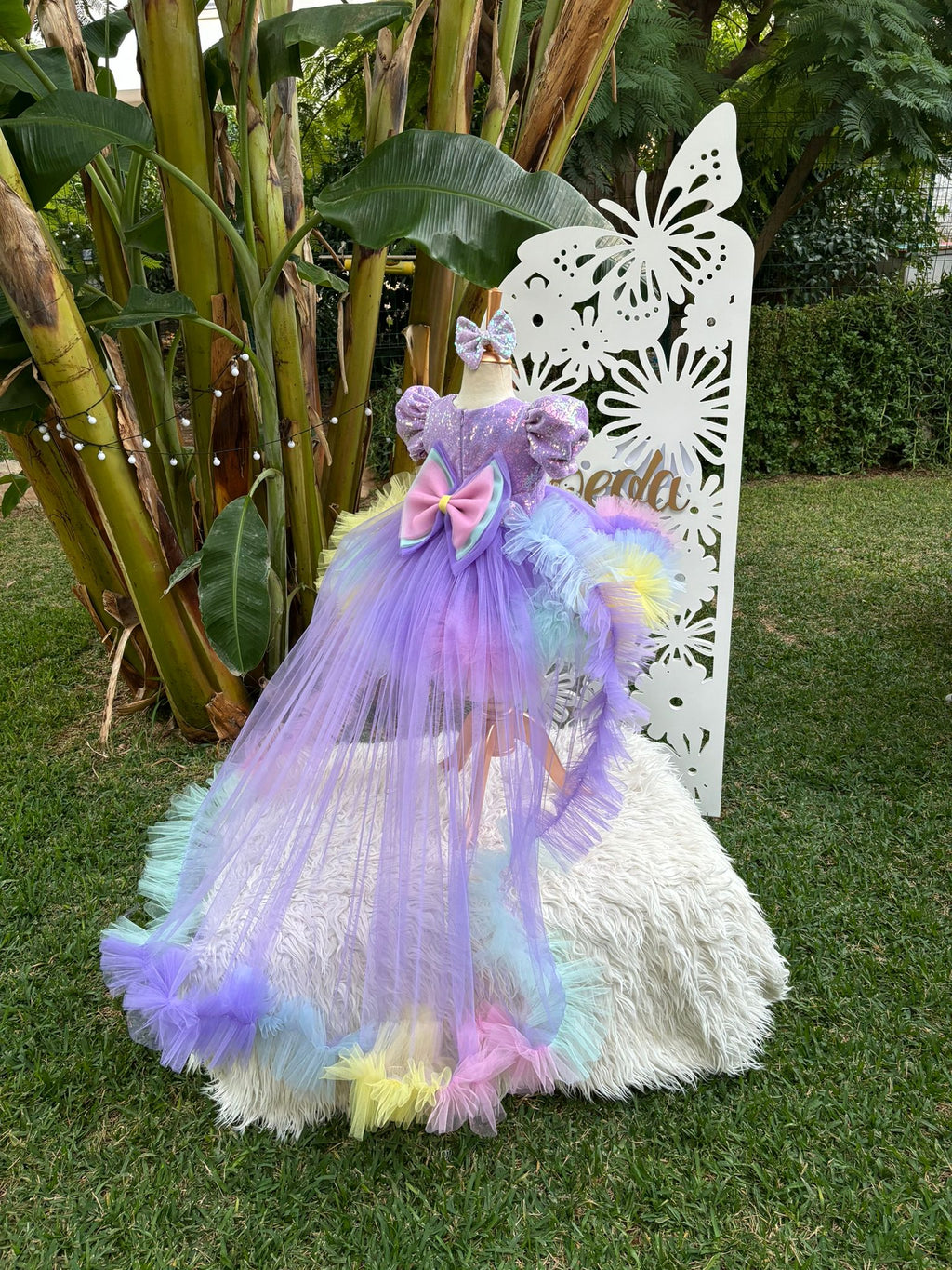 Lila Payetli Unicorn Temalı Kız Çocuk Abiye - Bebek Doğum Günü Elbisesi - ipeqakids – kız çocuk elbisesi