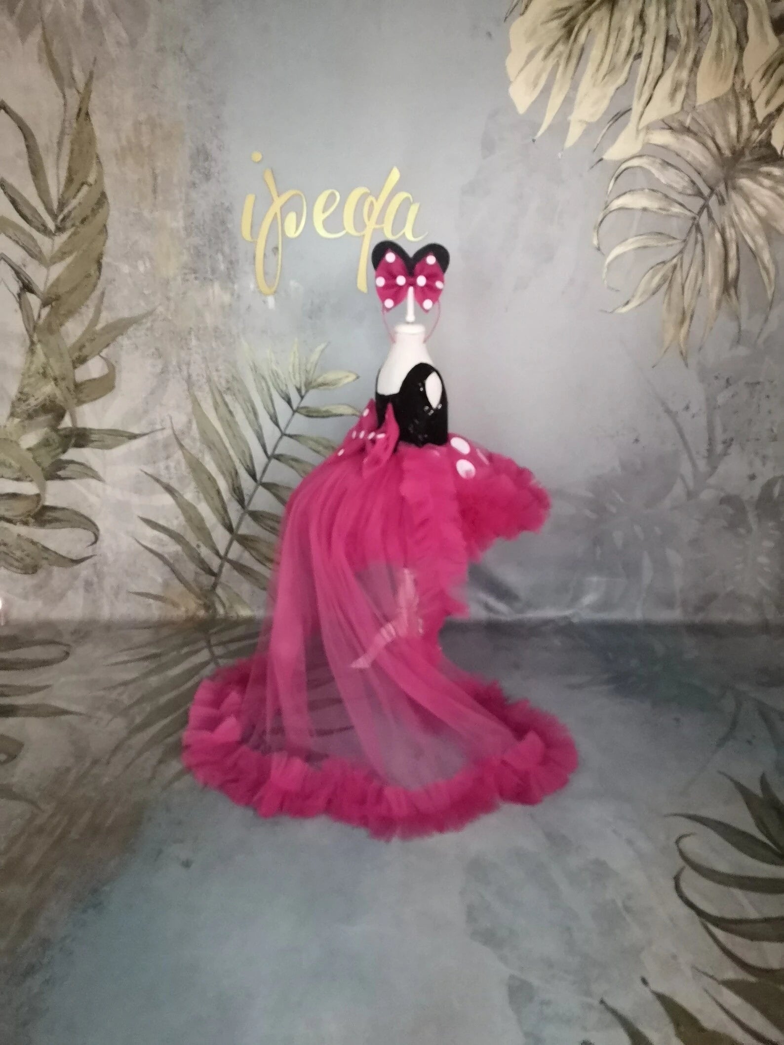 Kız Çocuk Fuşya Mickey Mouse Kostümü Taç DAHİL - Çocuk Abiye Elbise -ipeqakids – kız çocuk elbisesi