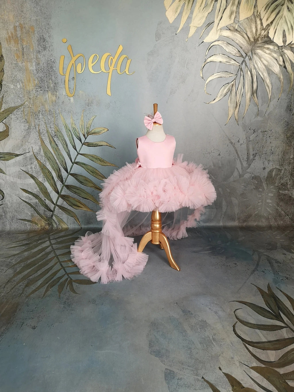 Pudra Pembe Kız Çocuk Abiye - ipeqakids – kız çocuk elbisesi