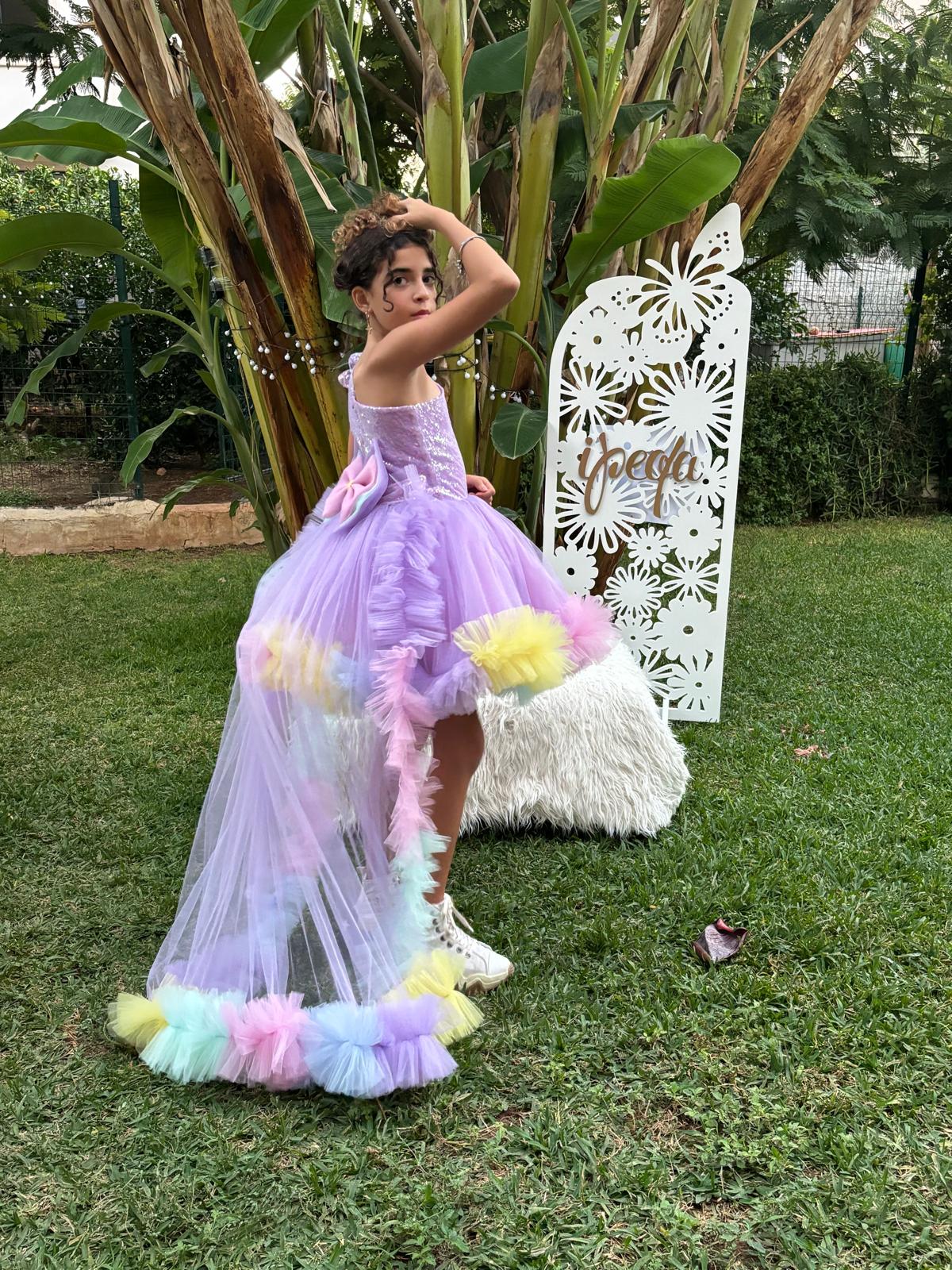 Renkli Unicorn Kız Çocuk Abiye - Bebek Doğum Günü Elbisesi - ipeqakids – kız çocuk elbisesi