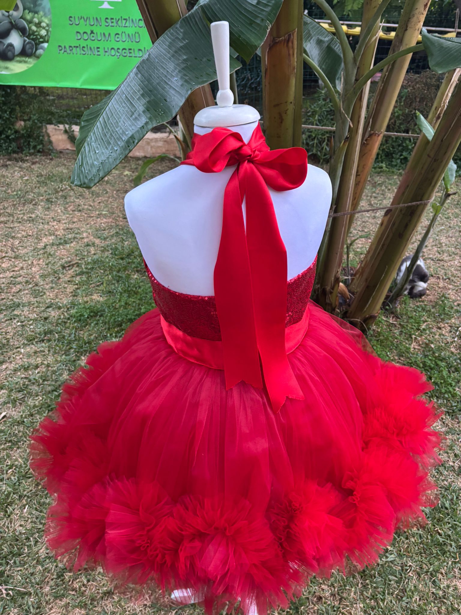 Kırmızı Payetli Kız Çocuk Abiye - Bebek Doğum Günü Elbisesi - ipeqakids – kız çocuk elbisesi