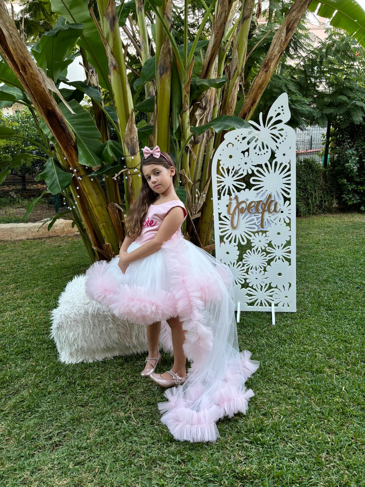 Barbie Temalı Kız Çocuk Abiye - Bebek Doğum Günü Elbisesi - ipeqakids – kız çocuk elbisesi