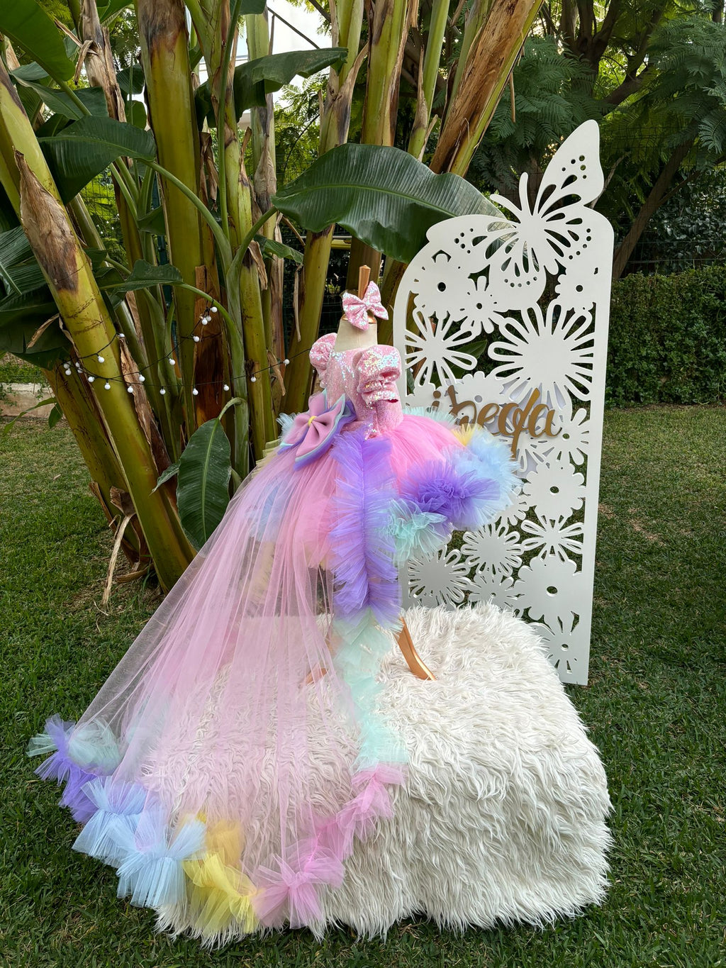Pembe Payetli Unicorn Temalı Kız Çocuk Abiye - Bebek Doğum Günü Elbisesi - ipeqakids – kız çocuk elbisesi