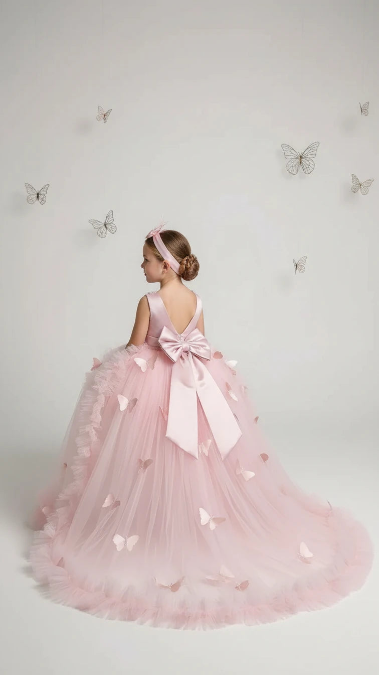 Pudra Kristalli Kız Çocuk Abiye kolsuz - ipeqakids – kız çocuk elbisesi