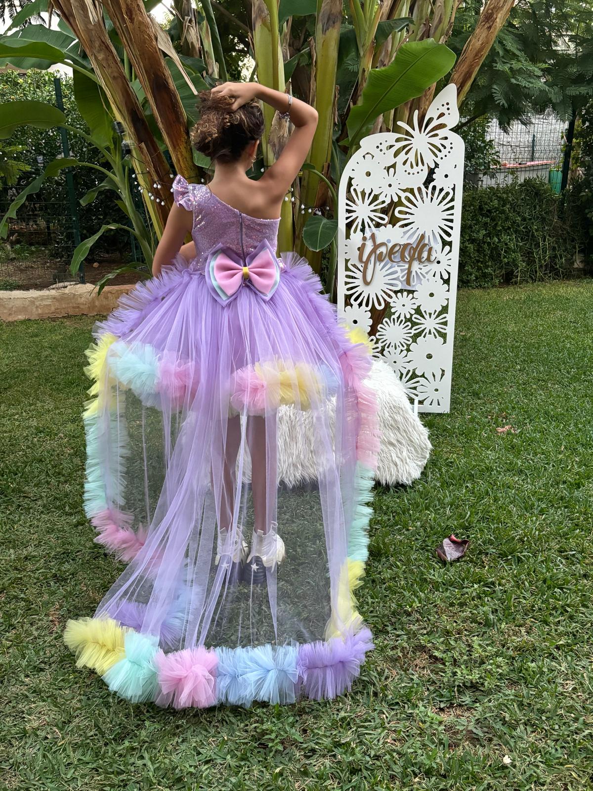 Renkli Unicorn Kız Çocuk Abiye - Bebek Doğum Günü Elbisesi - ipeqakids – kız çocuk elbisesi